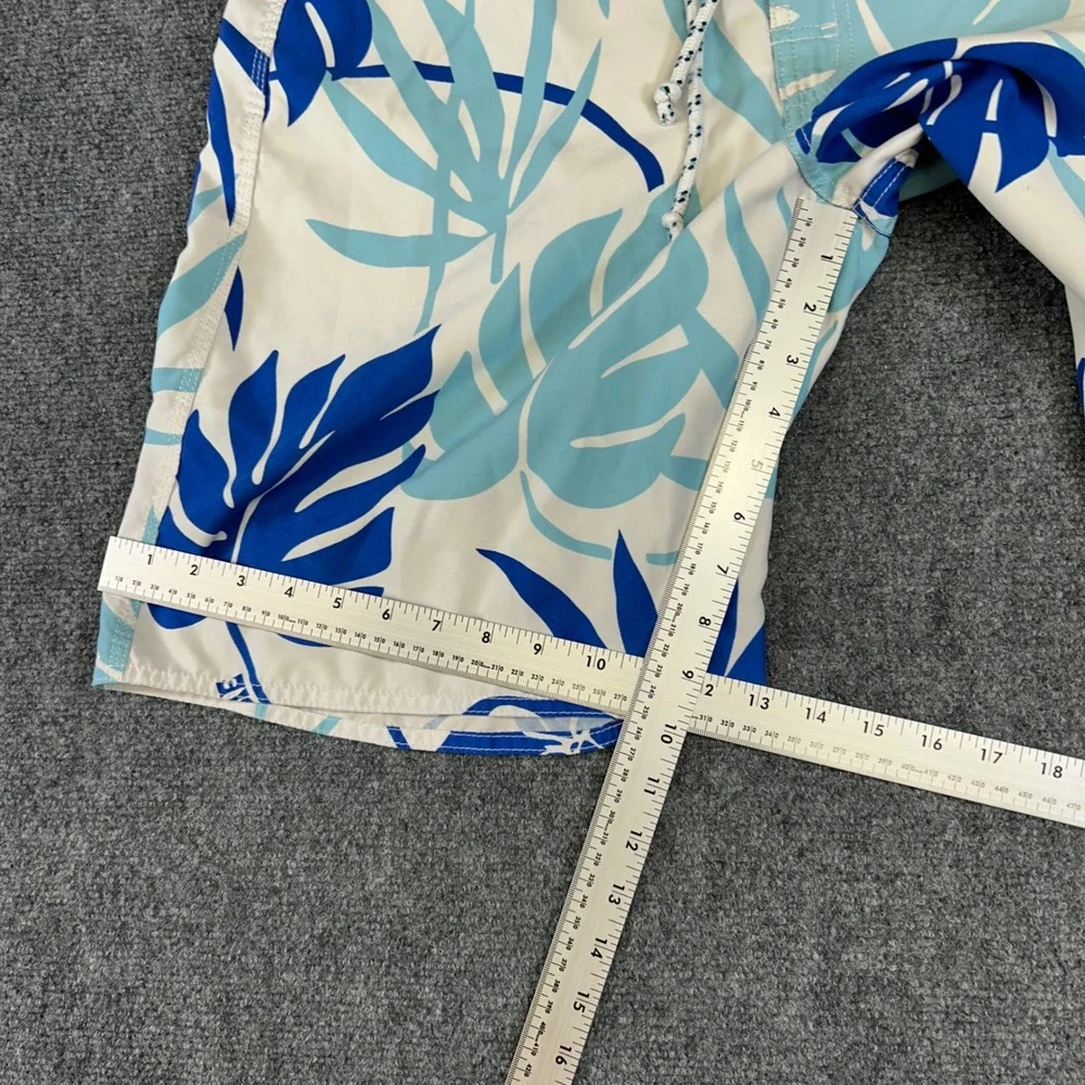 Abercrombie & Fitch Mens Blue Tropical Monstera Leaf Board Shorts Swim Trunks 32